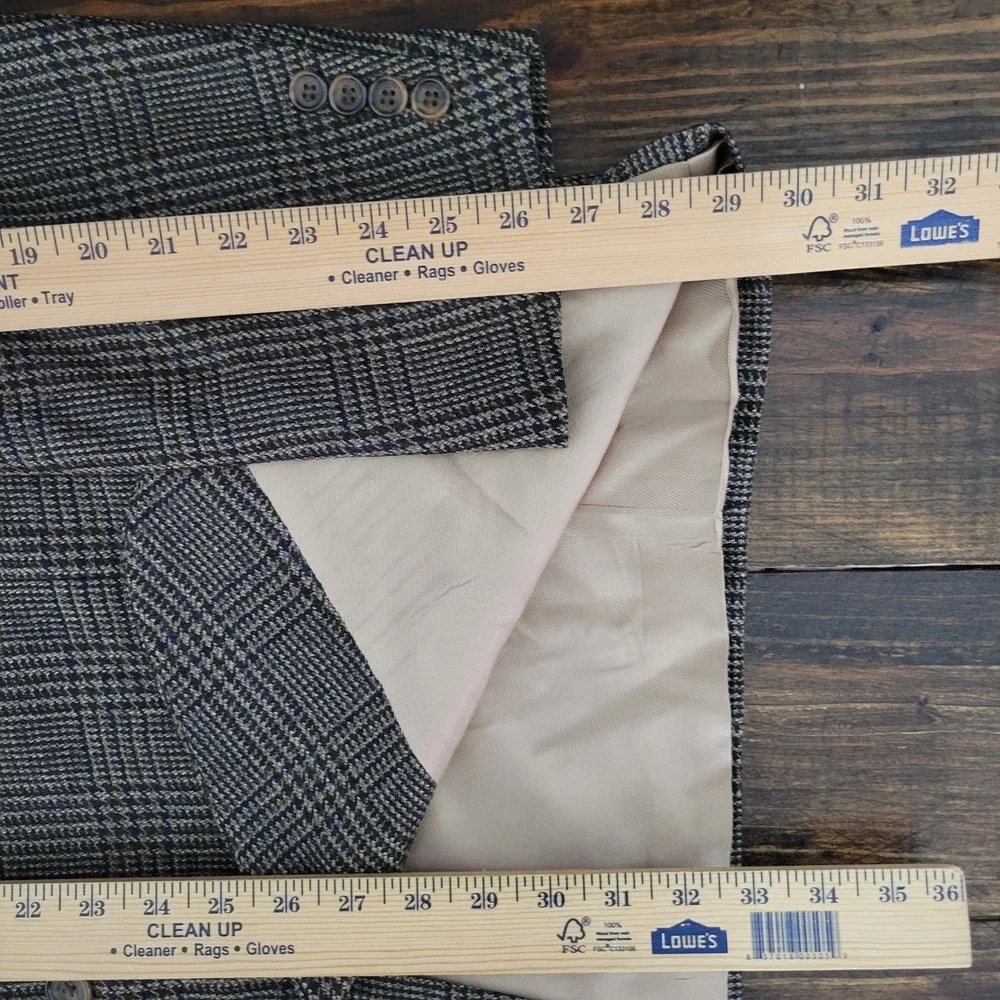Oscar De La Renta Men's Sport Coat Blazer Two‎ Button Brown Plaid Wool Sz 48L